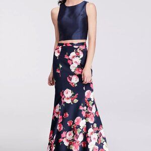 Formal Two Piece Navy Floral Set